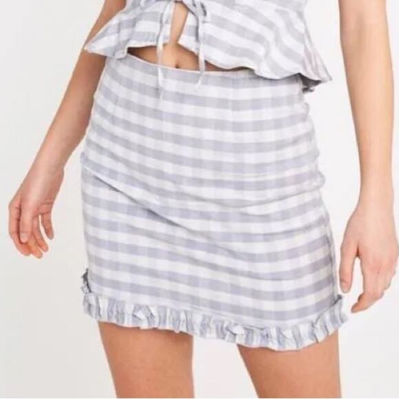 Urban Outfitters Ashton Ruffle Soft Purple Check Mini Skirt Women’s M - Picture 1 of 11